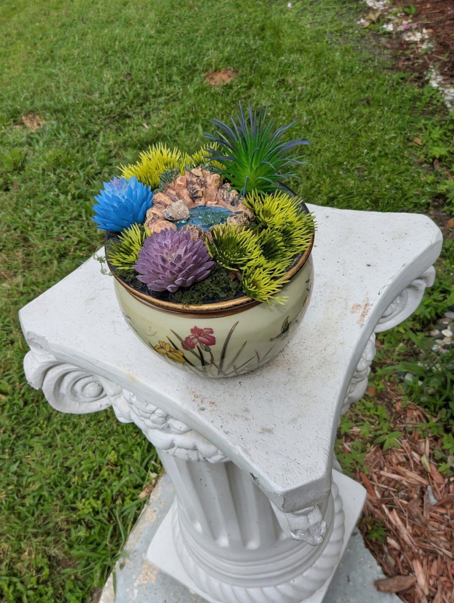 4.5" Bird/Floral Ceramic Pot