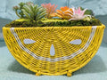 Smiling Lemon Basket Faux Succulent Arrangement