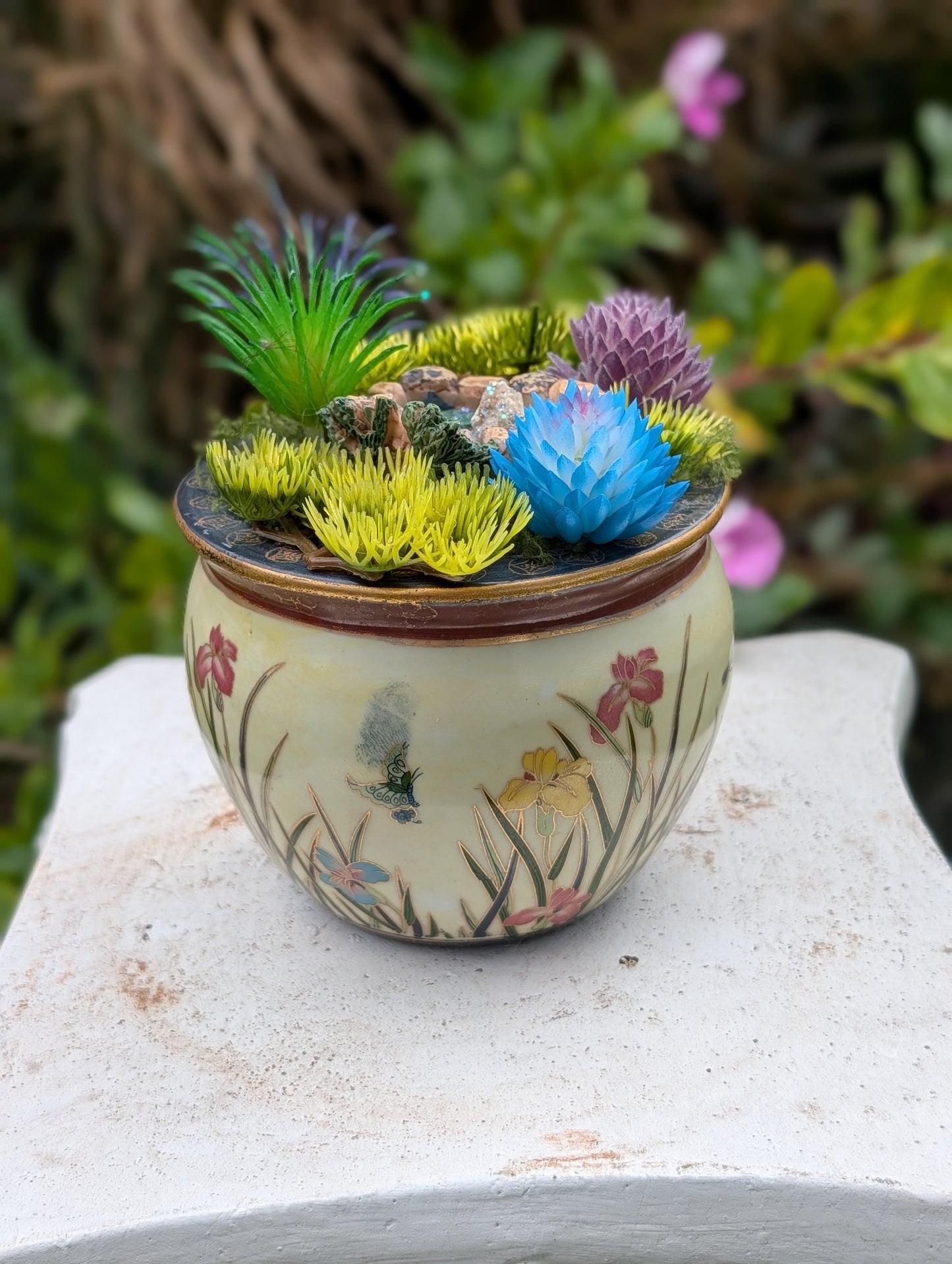 4.5" Bird/Floral Ceramic Pot