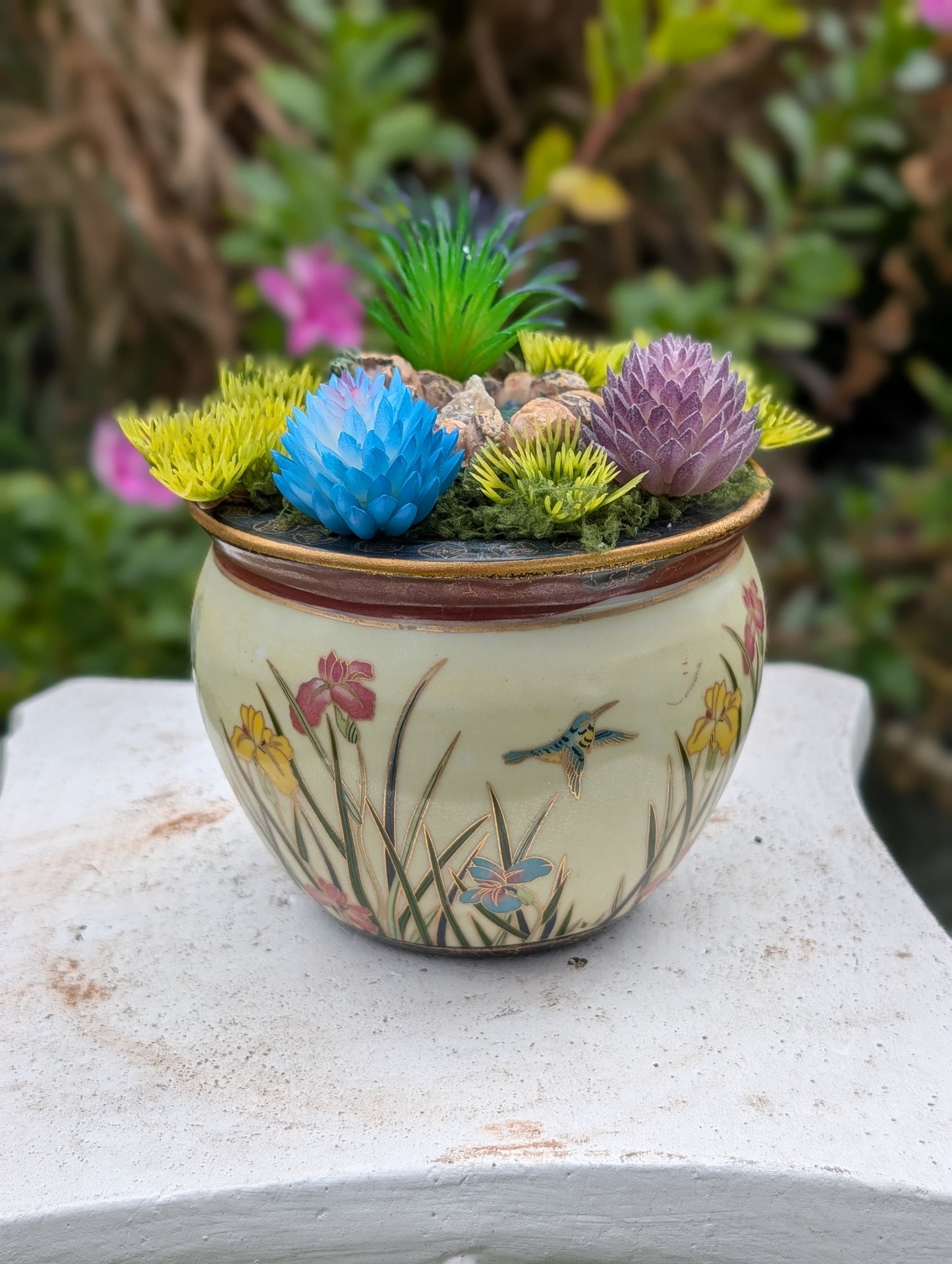 4.5" Bird/Floral Ceramic Pot